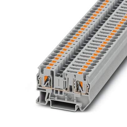 Phoenix Contact Disconnect Terminal Block; PT 4-TG; 20A; 300V; 1-Level; #24 - #10; Push-In Connection; Gray